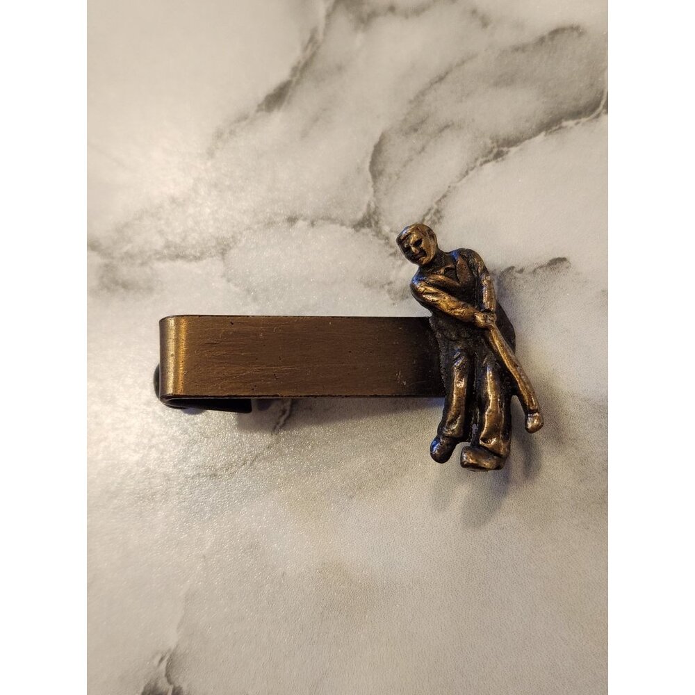 Vintage Brass Golfer Tie Clip